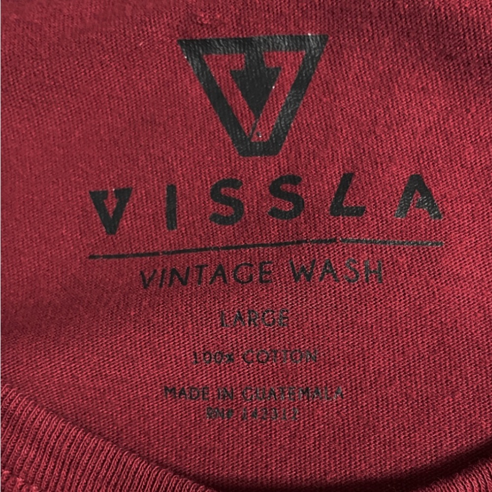 Vissla Vintage Wash Burgundy/Red Pocket Logo Tee Size L - Picture 8 of 8